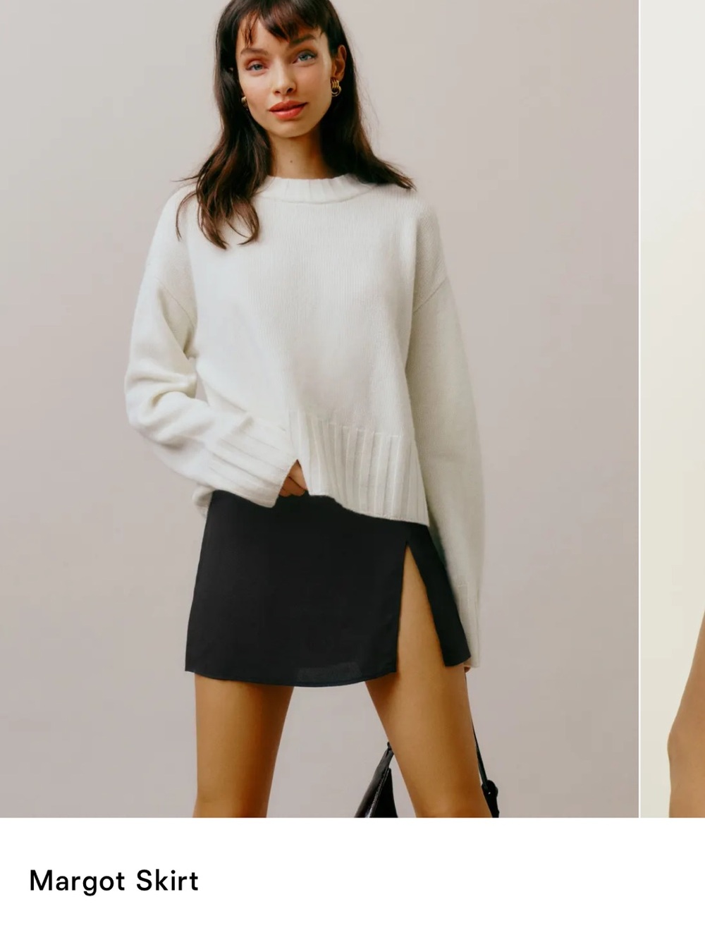 Reformation Black Mini Skirt with Side Slit